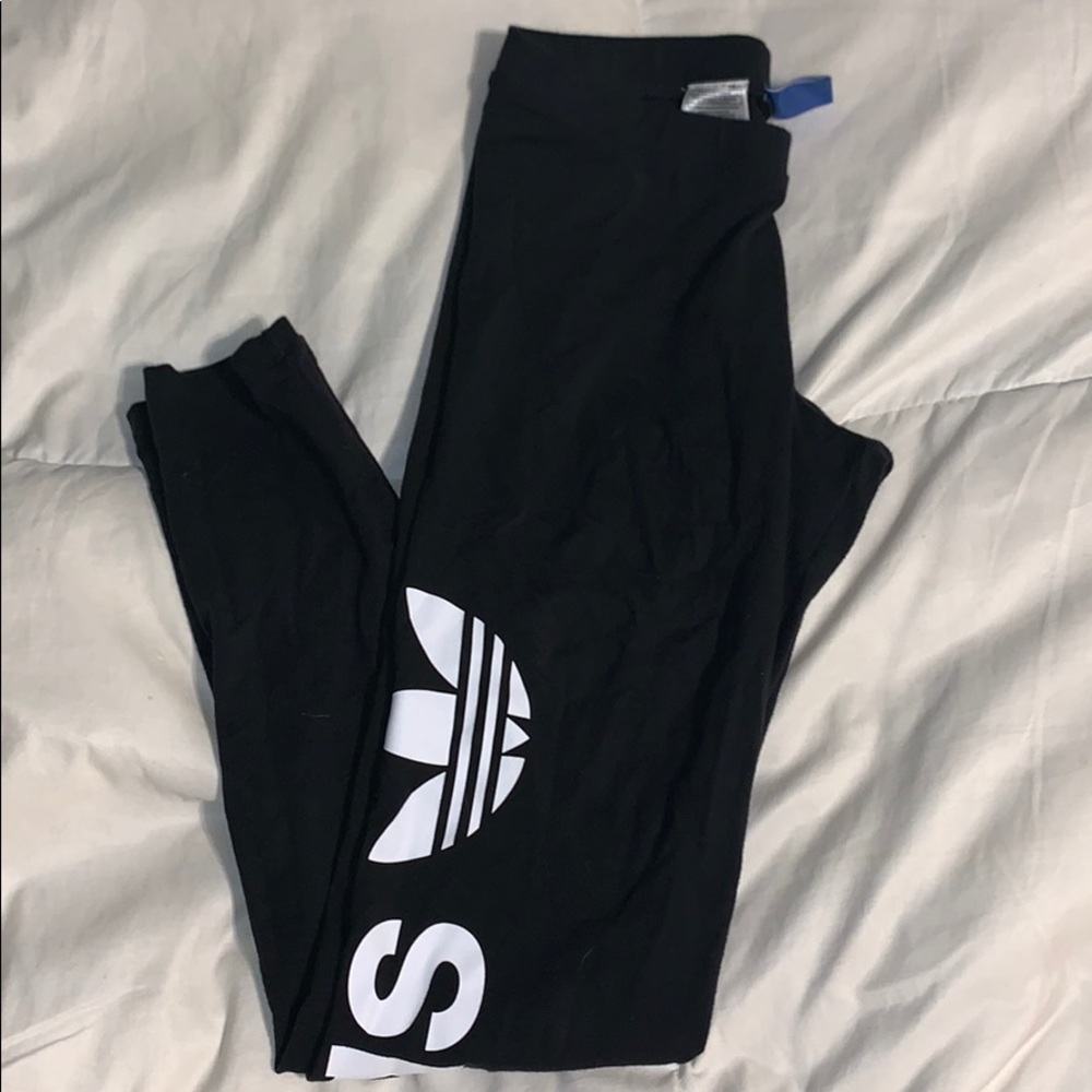 Adidas Black Leggings with logo down leg